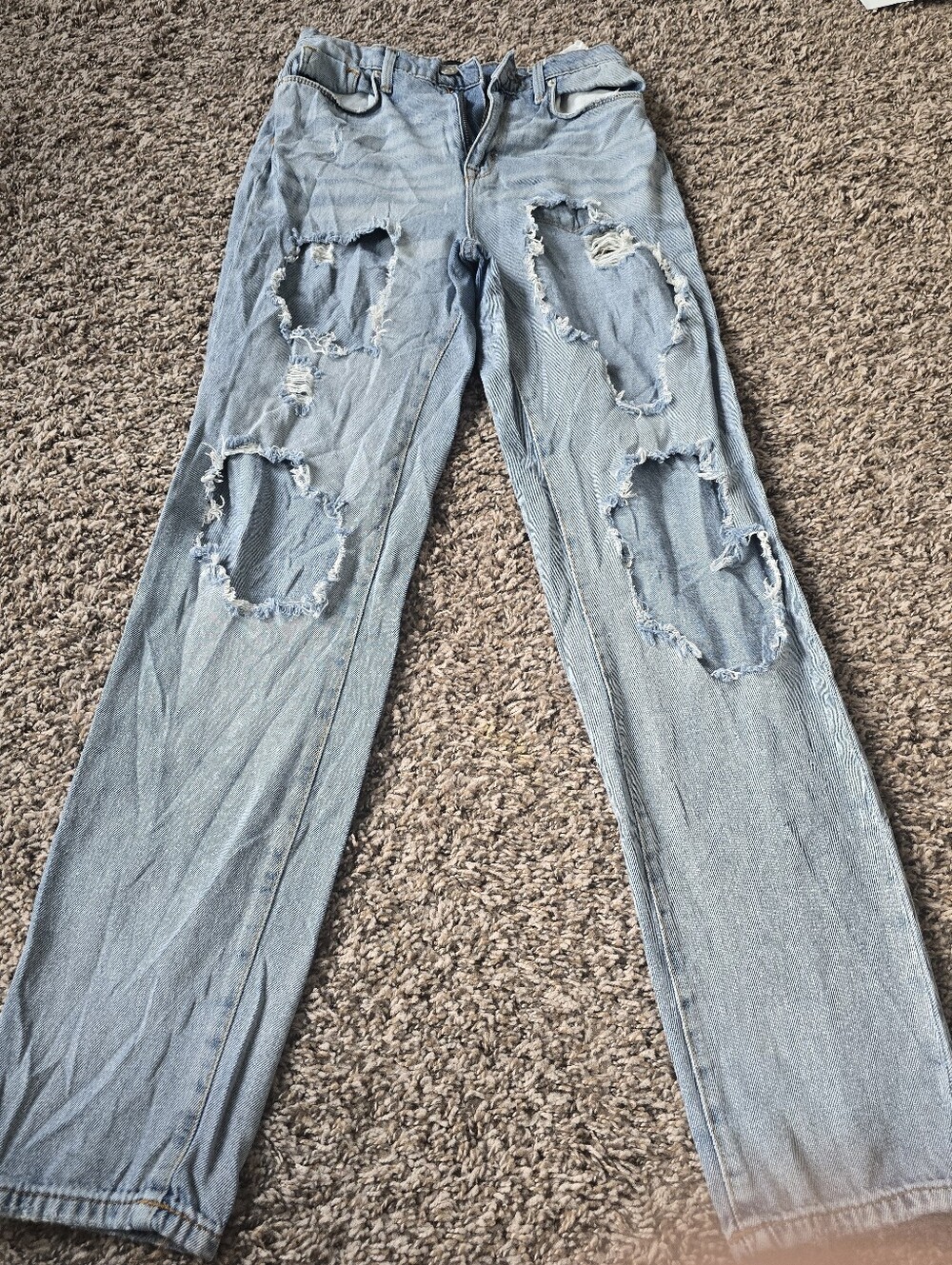 BDG Light Blue Distressed Straight-Leg Jeans